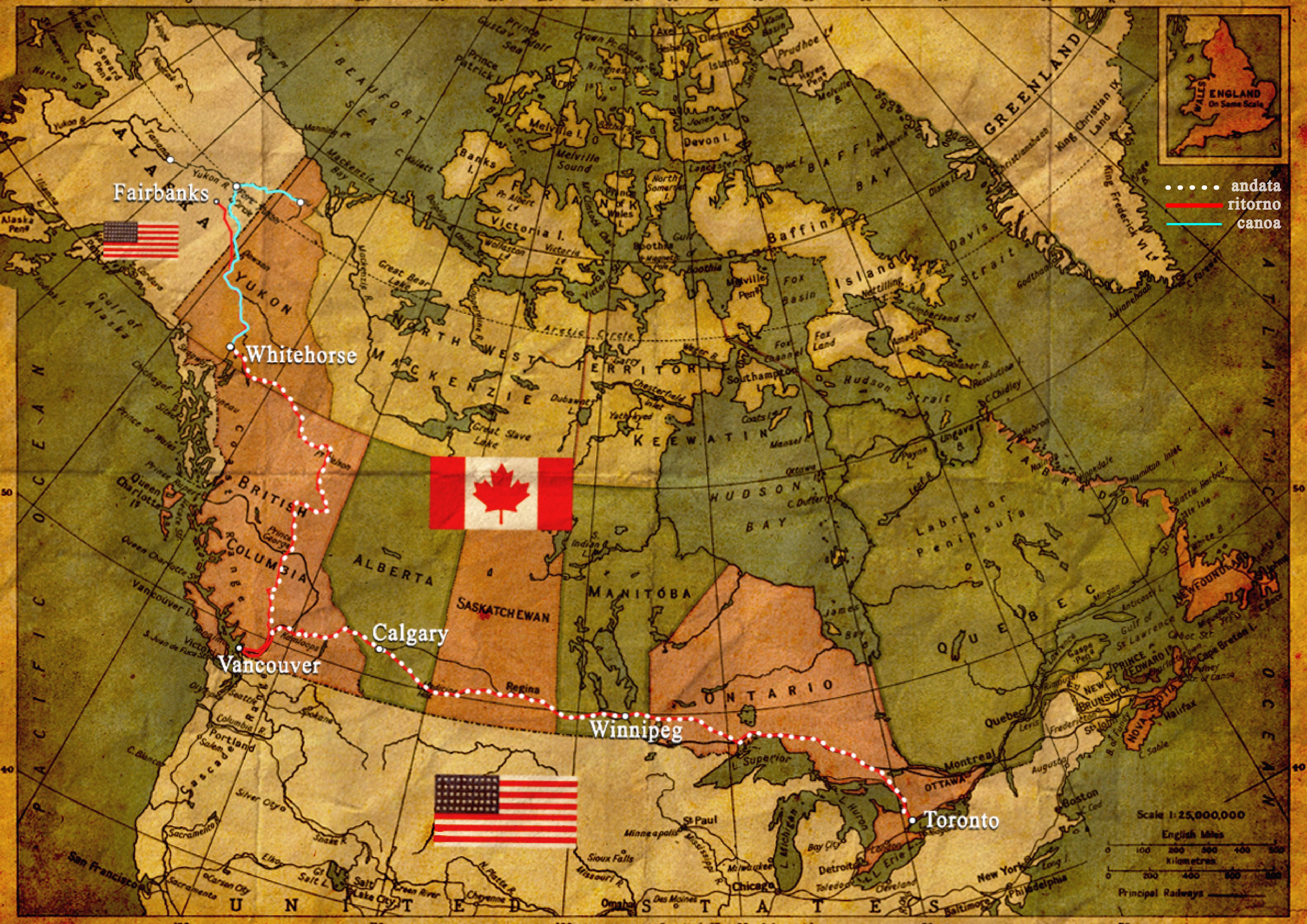 La rotta della spedizione The Yukon Blues